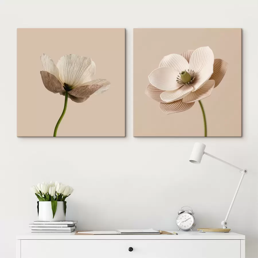 Fotobehang Bloemstuk in beige- en koraaltinten in de stijl van moderne kunstillustraties m30653