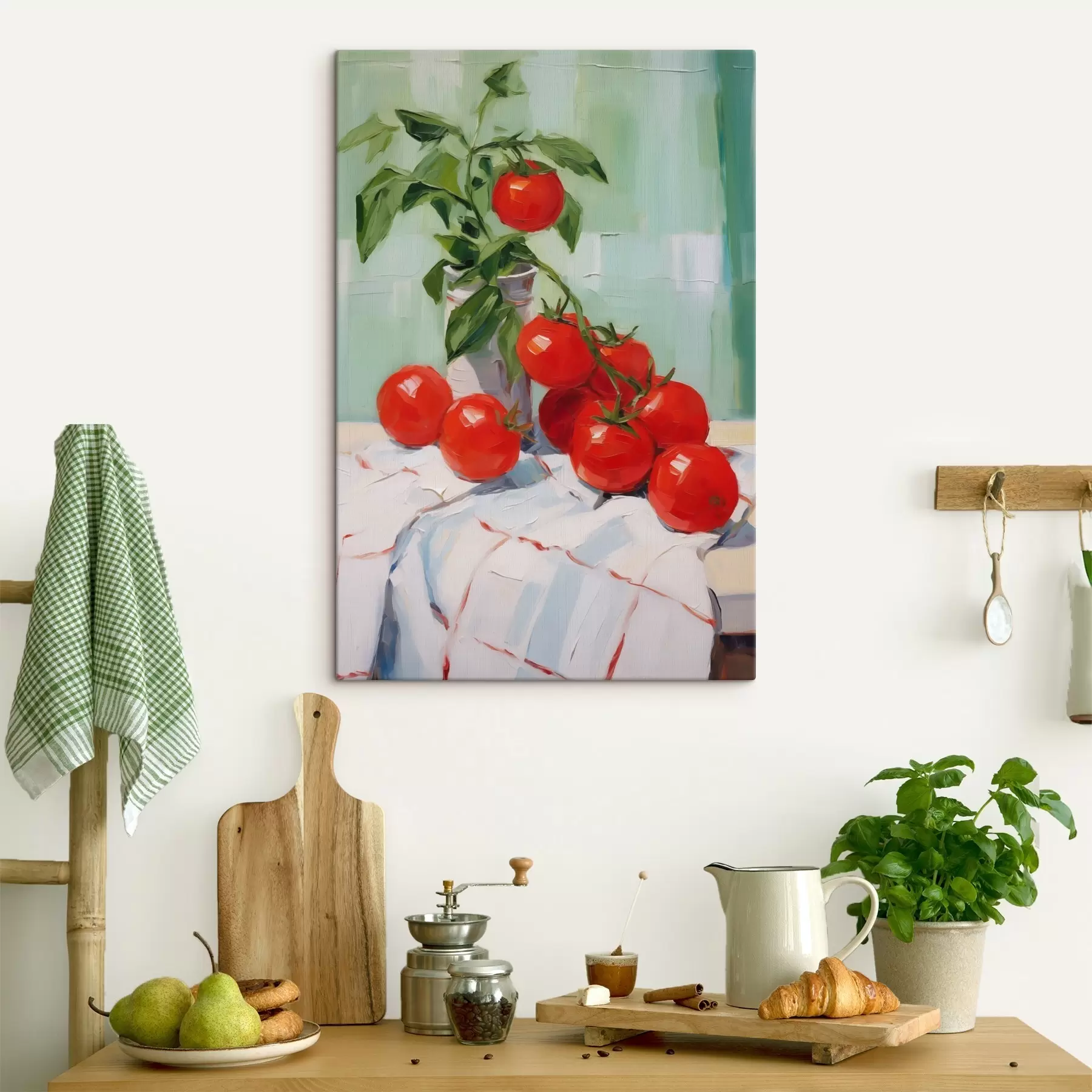  Peintures Des tomates sur une nappe, imitation de tableau s50063