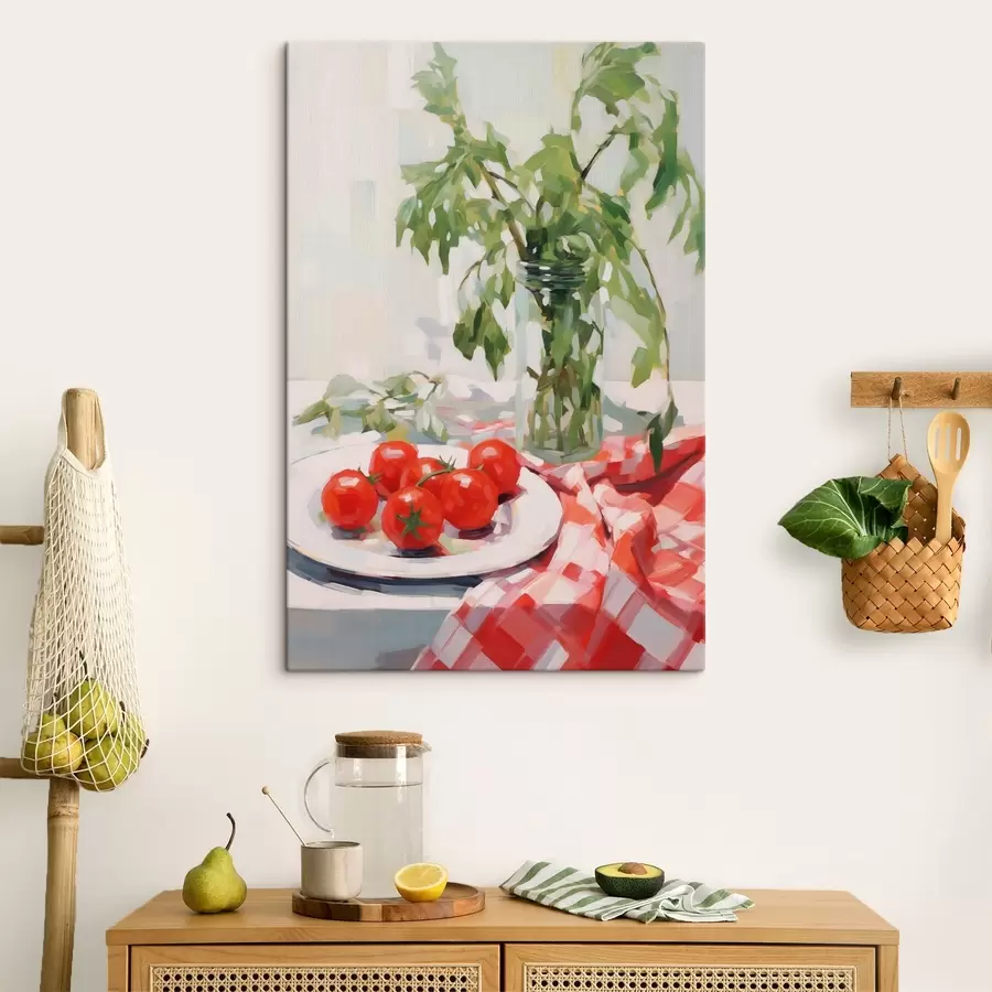  Peintures Des tomates dans une assiette, imitation de tableau s50064