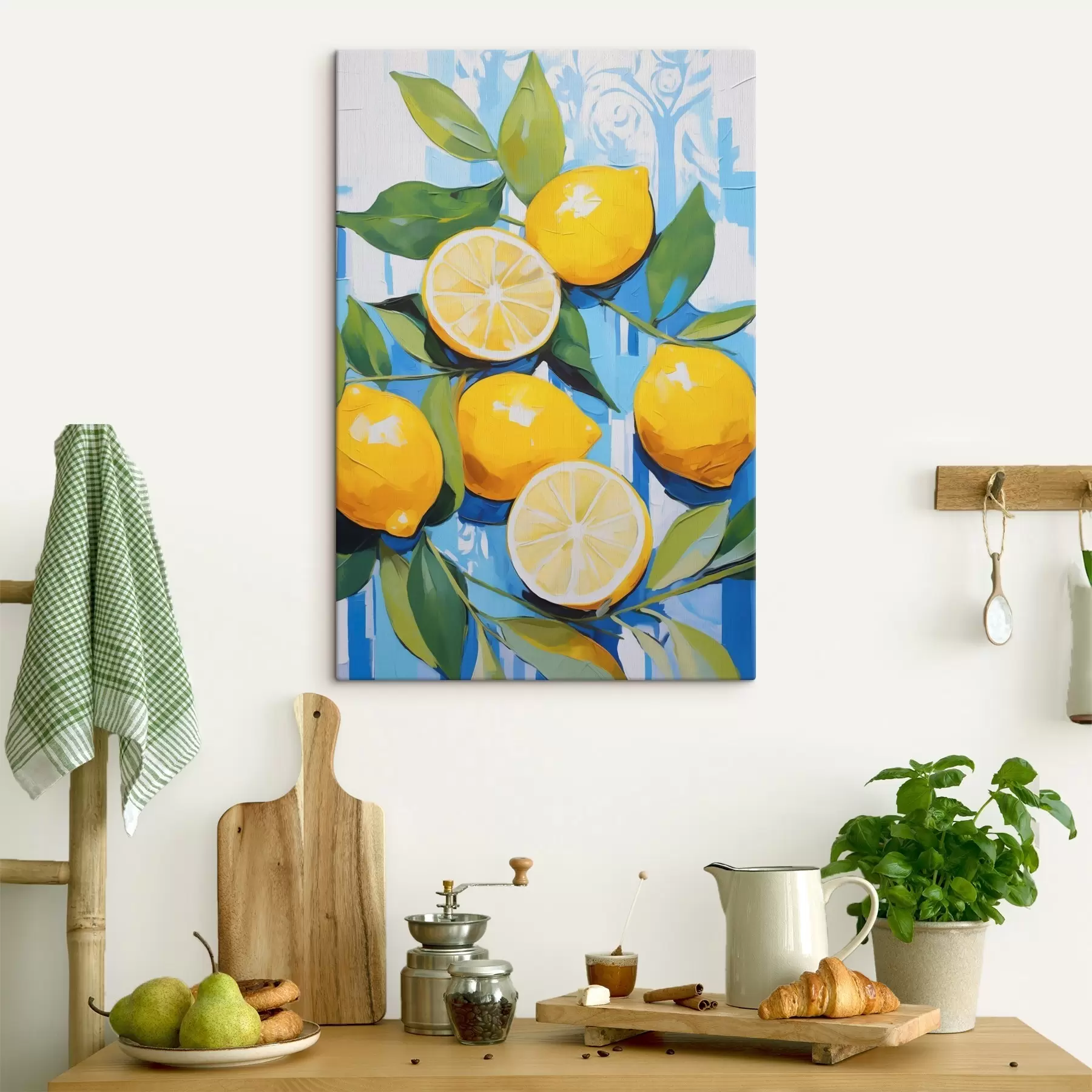  Peintures Des citrons parmi le feuillage, imitation d'un tableau s50065