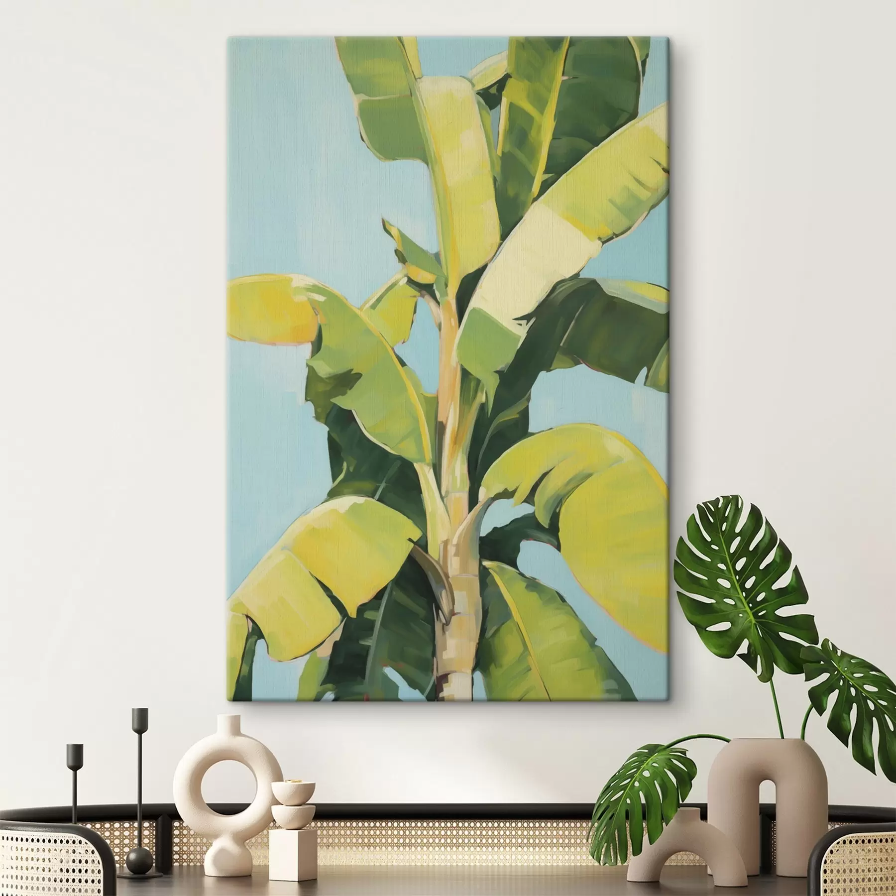 Schilderijen Bladeren van de bananenpalm, imitatieschilderij s50070