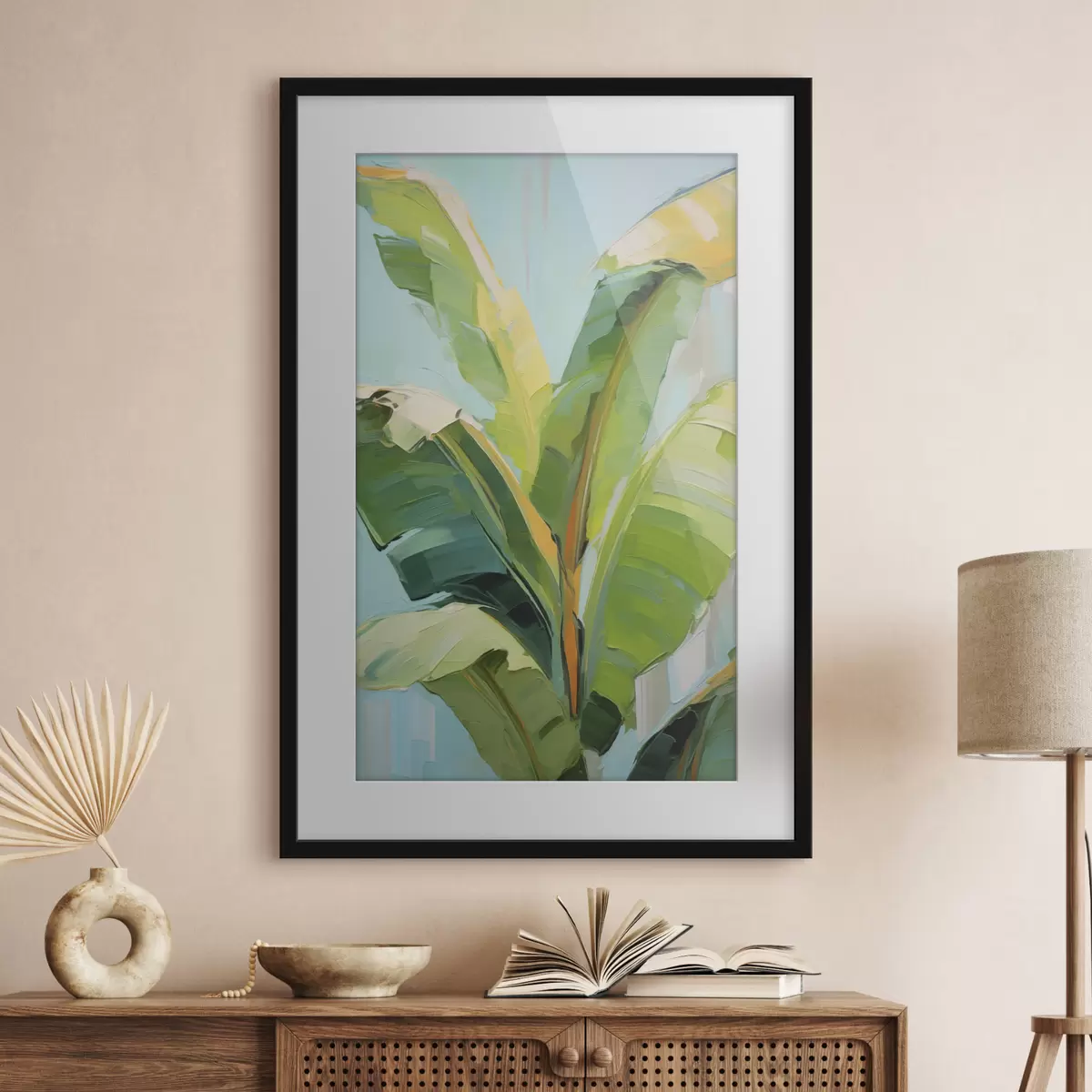 Affiche Feuilles de bananier, peinture d'imitation f50069