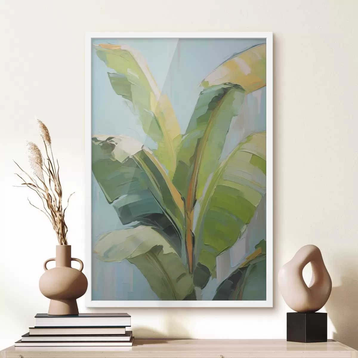Affiche Feuilles de bananier, peinture d'imitation f50069