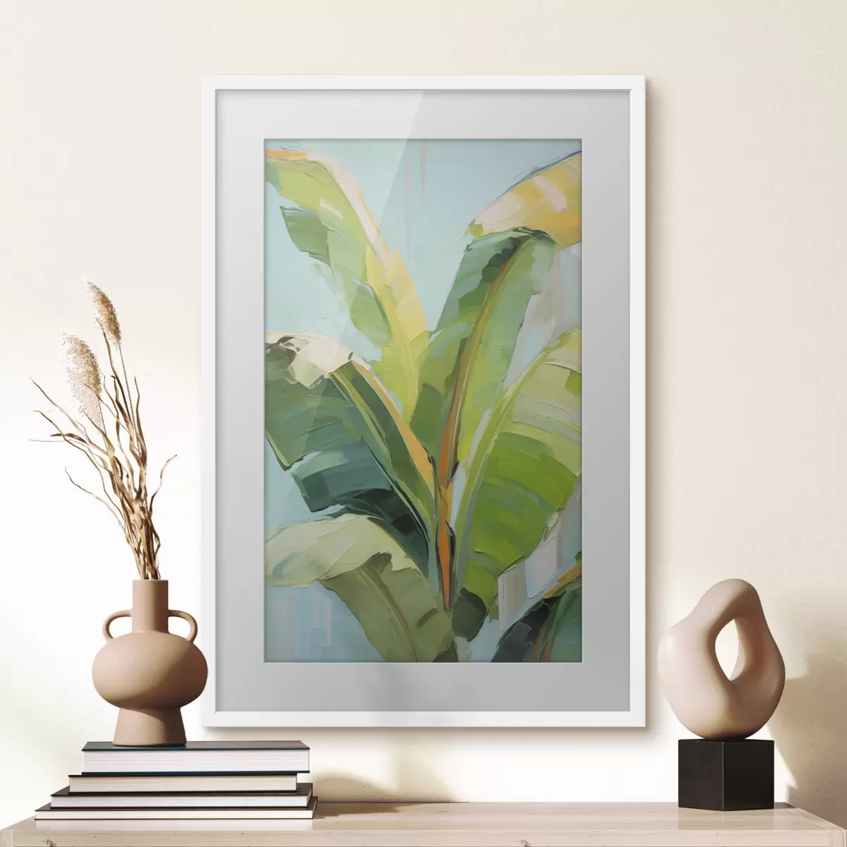 Affiche Feuilles de bananier, peinture d'imitation f50069