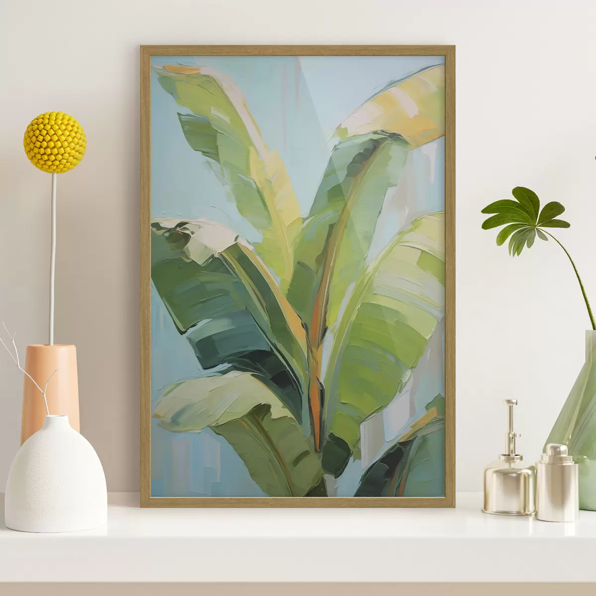 Affiche Feuilles de bananier, peinture d'imitation f50069