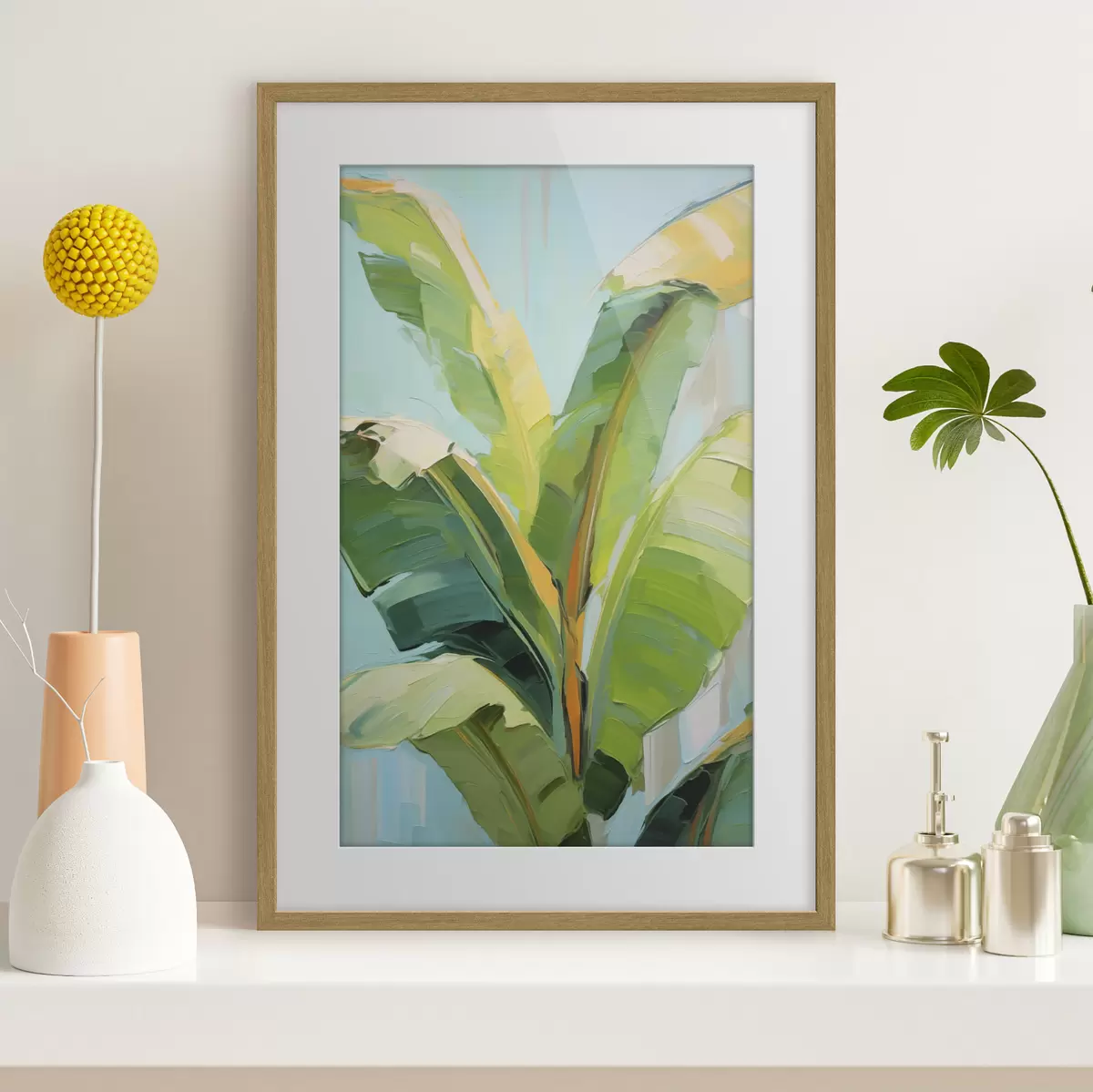 Affiche Feuilles de bananier, peinture d'imitation f50069