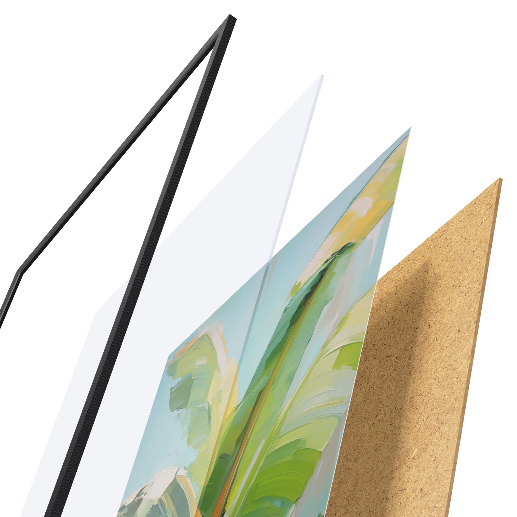 Affiche Feuilles de bananier, peinture d'imitation f50069