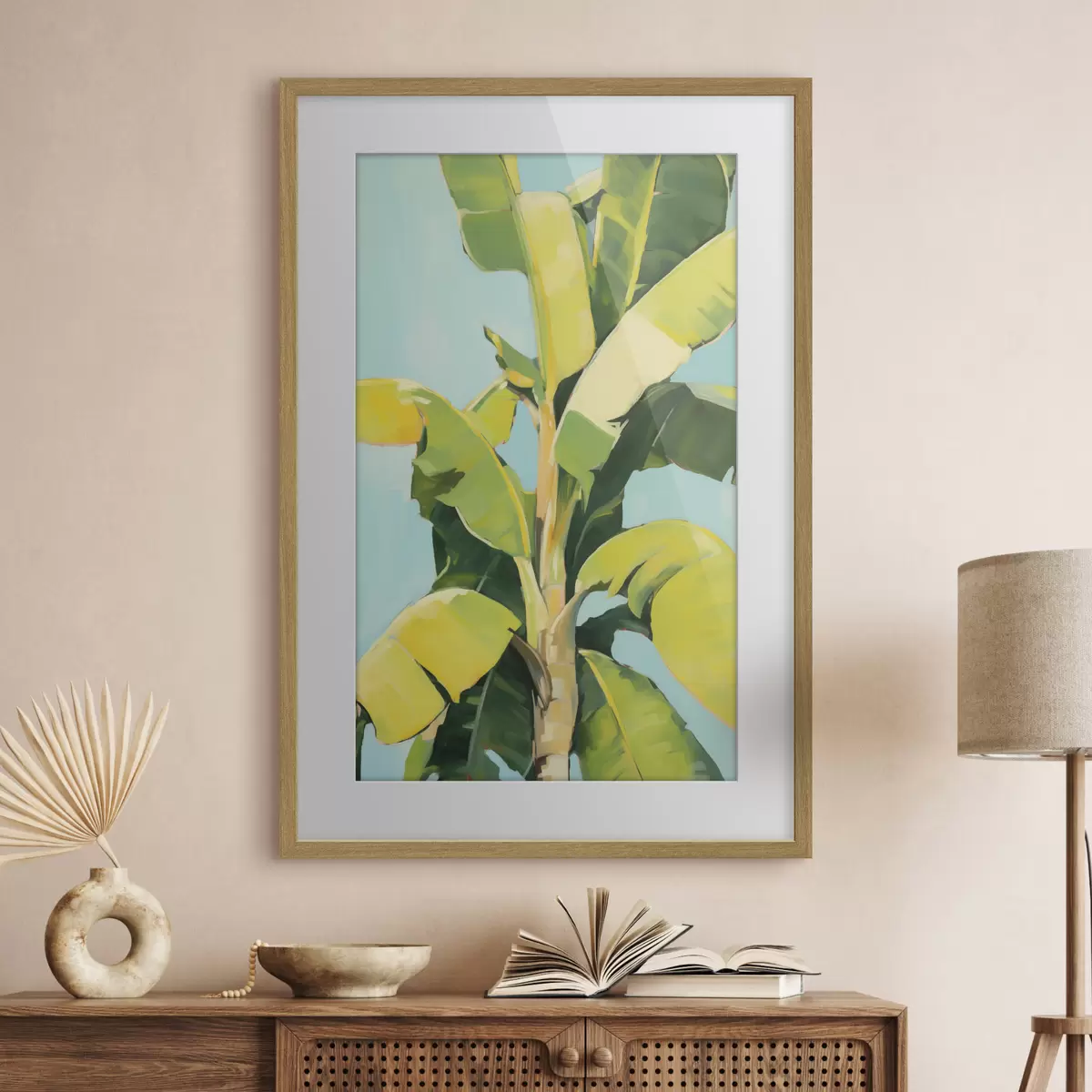 Affiche Feuillage de bananier, peinture d'imitation f50070