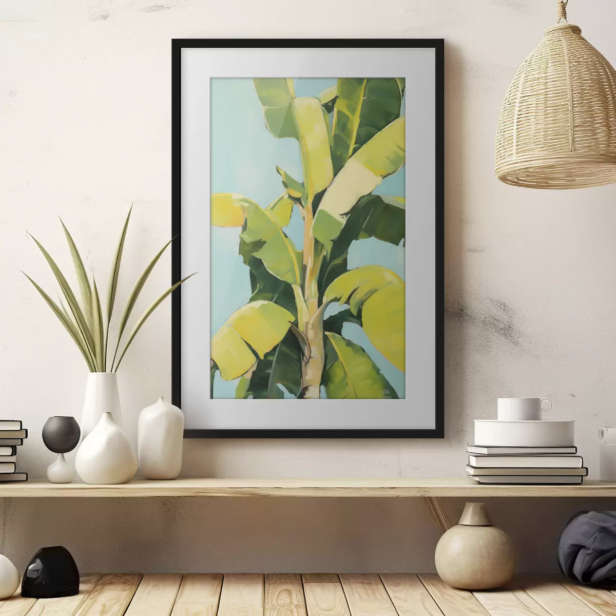 Affiche Feuillage de bananier, peinture d'imitation f50070