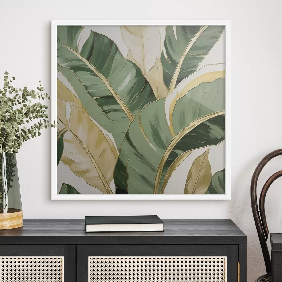 Affiche Grandes feuilles, imitation de peinture f50078