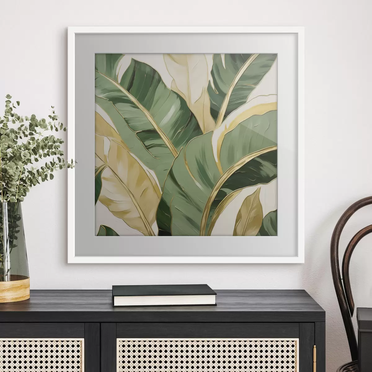 Affiche Grandes feuilles, imitation de peinture f50078