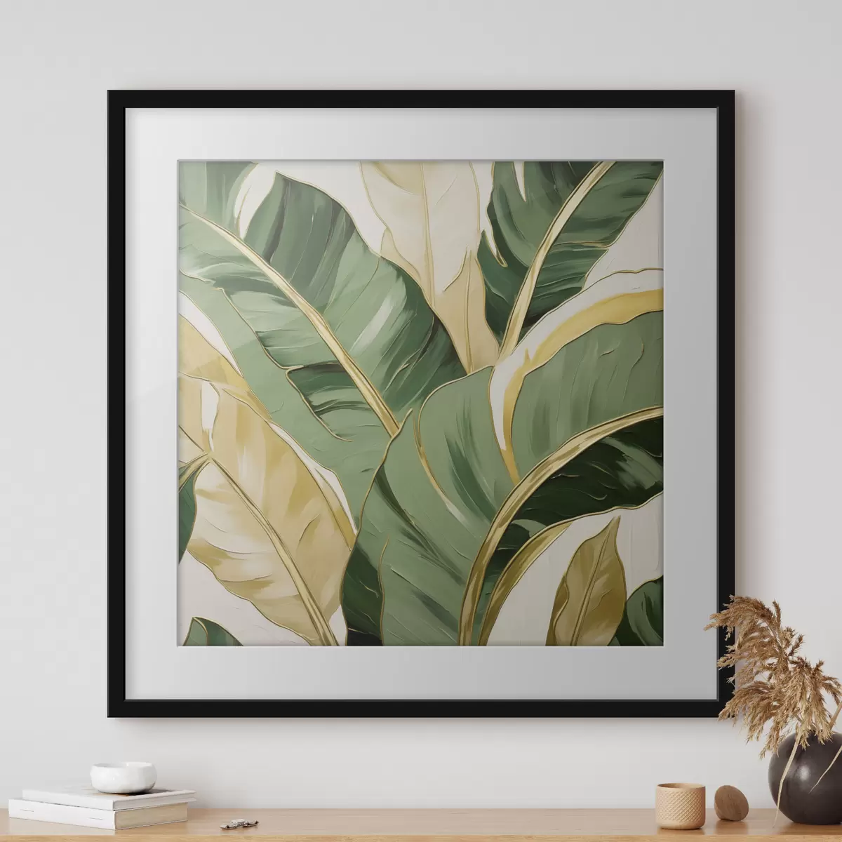 Affiche Grandes feuilles, imitation de peinture f50078