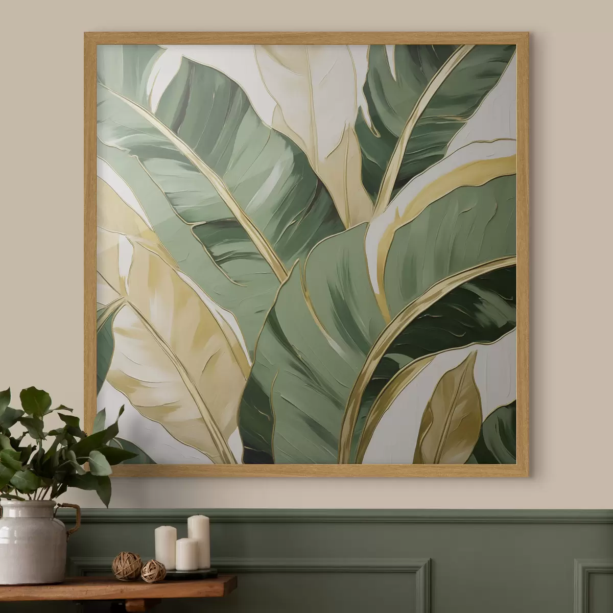 Affiche Grandes feuilles, imitation de peinture f50078