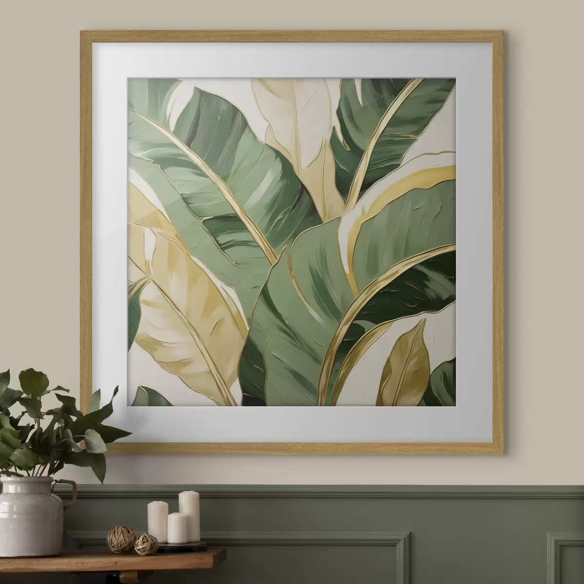 Affiche Grandes feuilles, imitation de peinture f50078