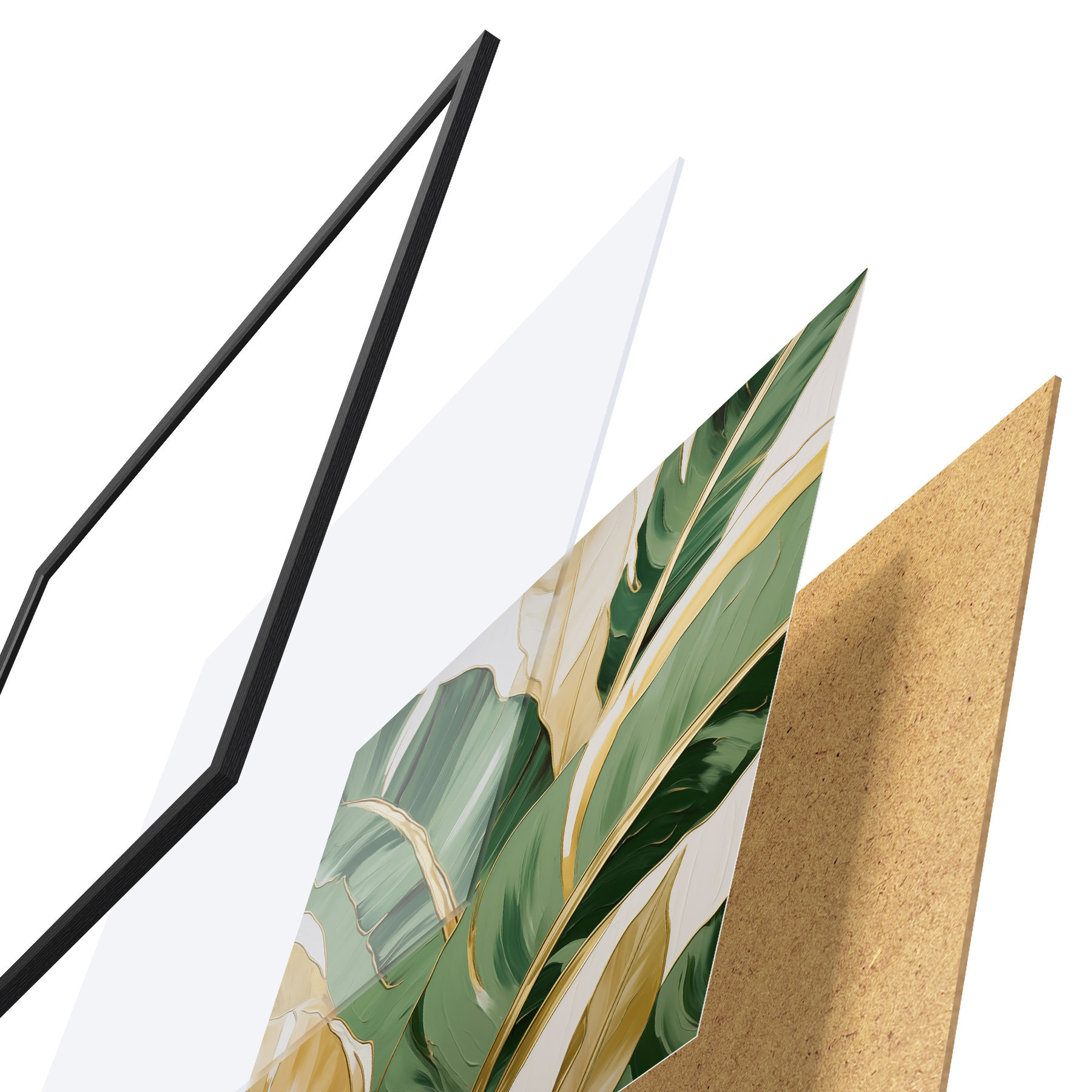 Affiche Grandes feuilles, imitation de peinture f50078