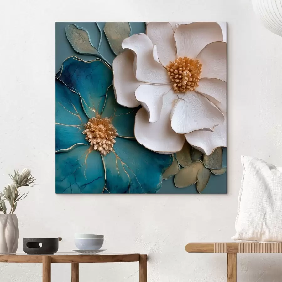  Peintures Fleurs volumineuses dans des tons bleus et clairs s49947