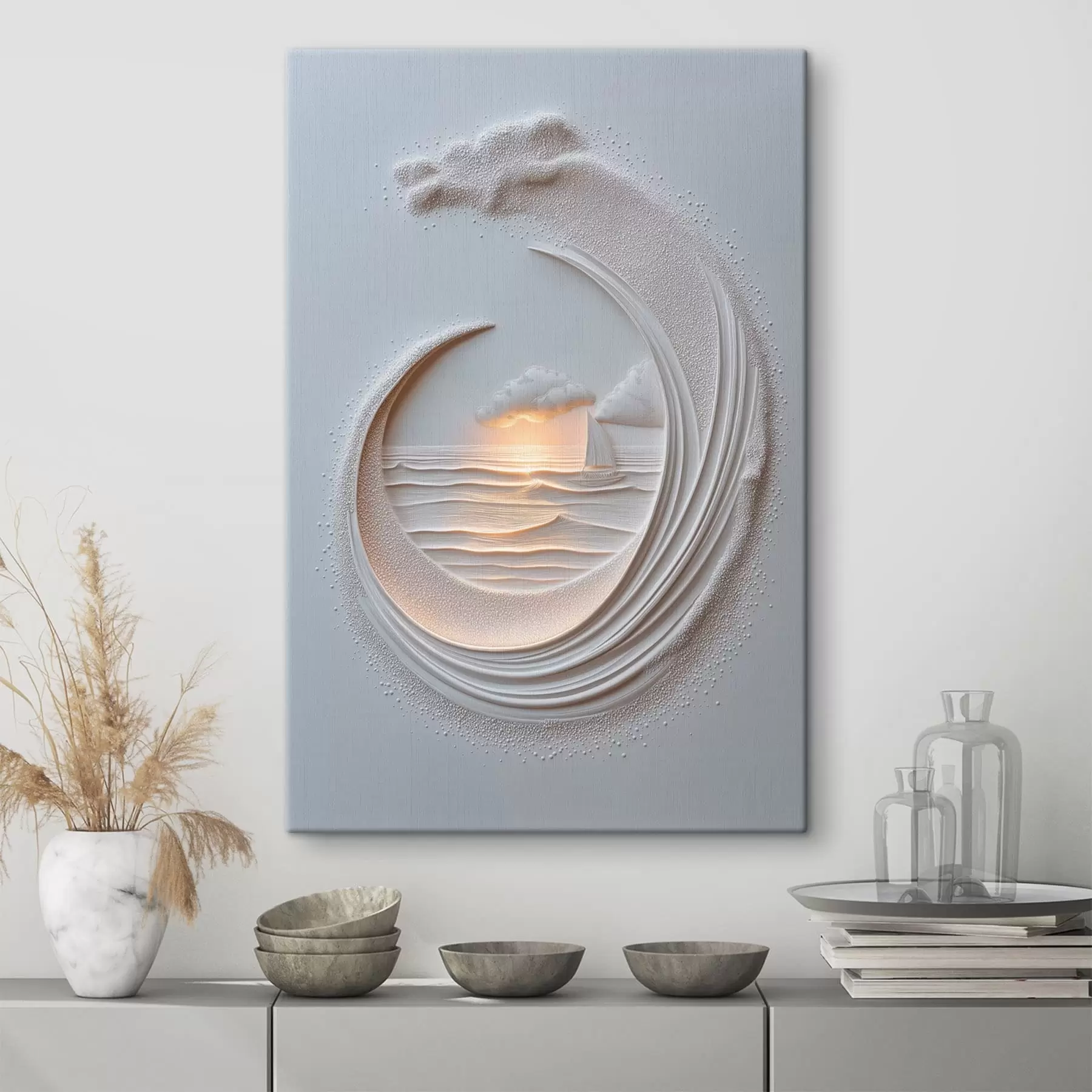  Peintures Paysage marin avec un voilier et un effet de relief s49950
