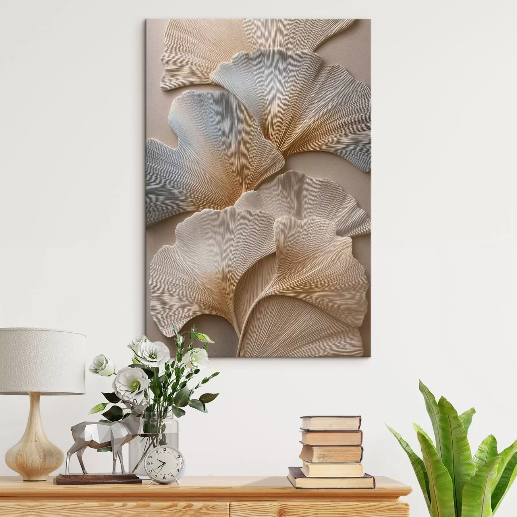  Peintures Feuilles aux teintes naturelles avec un effet de relief s49958