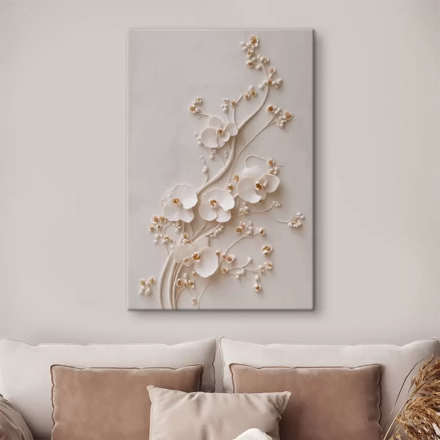  Peintures De délicates orchidées blanches sur d'élégantes tiges s49959