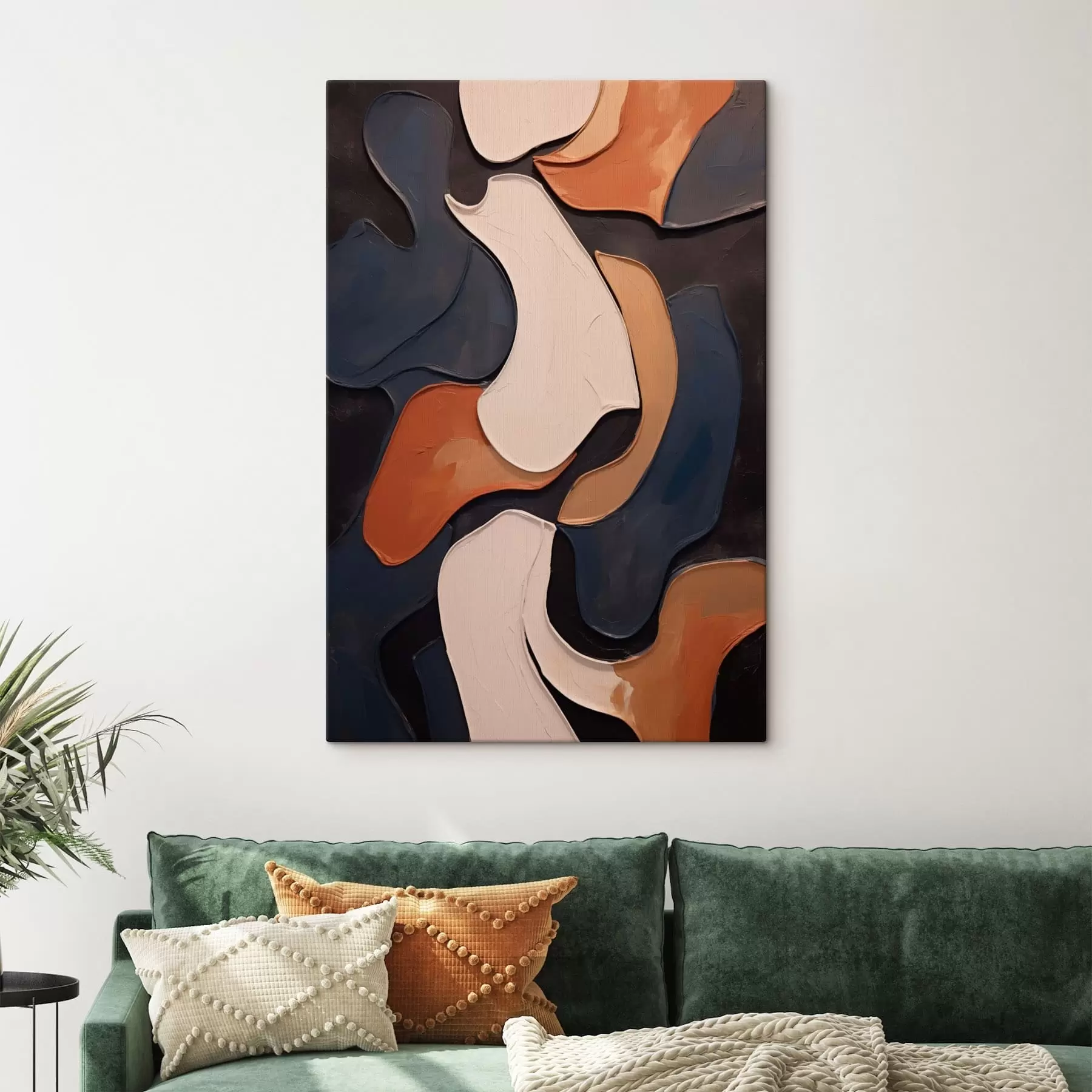  Peintures Formes abstraites et courbes dans des tons contrastés s49962