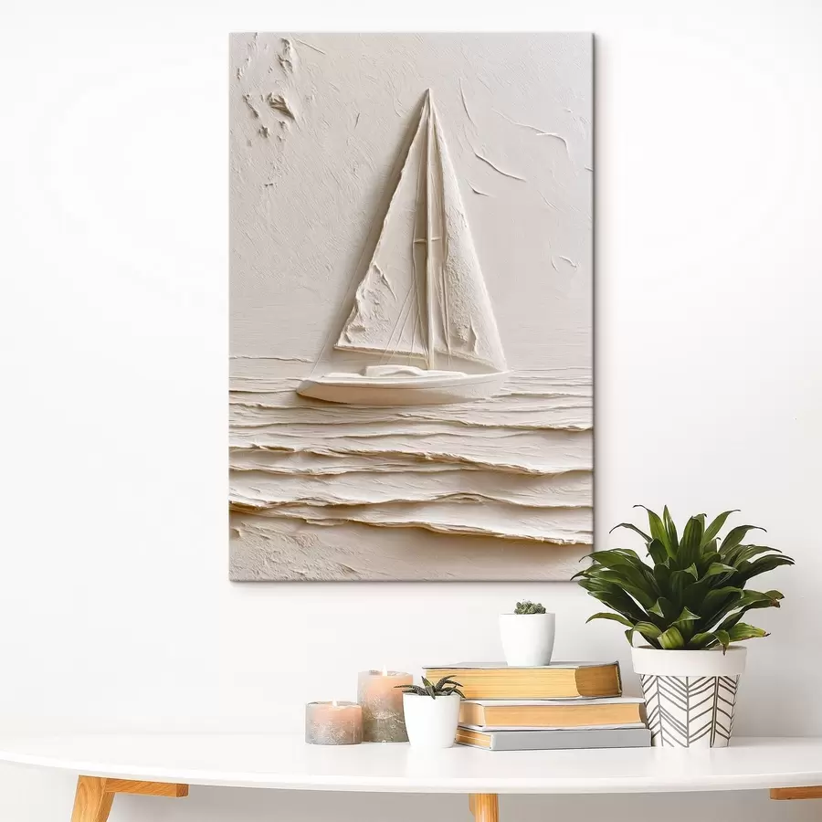  Peintures Voilier sur des vagues calmes avec un effet de relief s49964