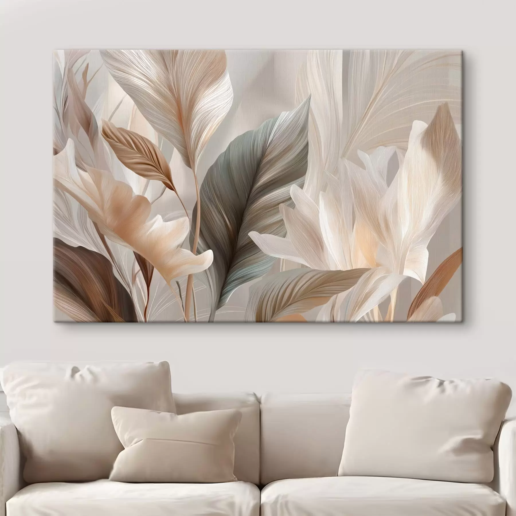  Peintures Feuilles stylisées dans des tons neutres et doux s49969