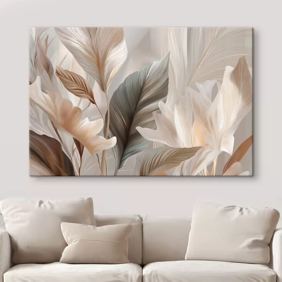  Peintures Feuilles stylisées dans des tons neutres et doux s49969