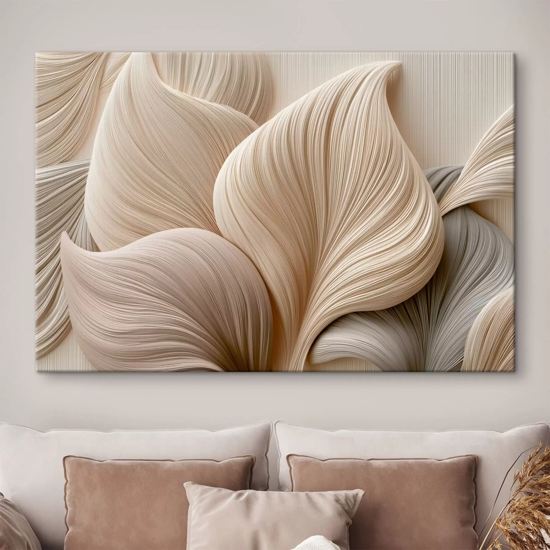  Peintures Des feuilles aux lignes fluides et à l'effet de relief s49970