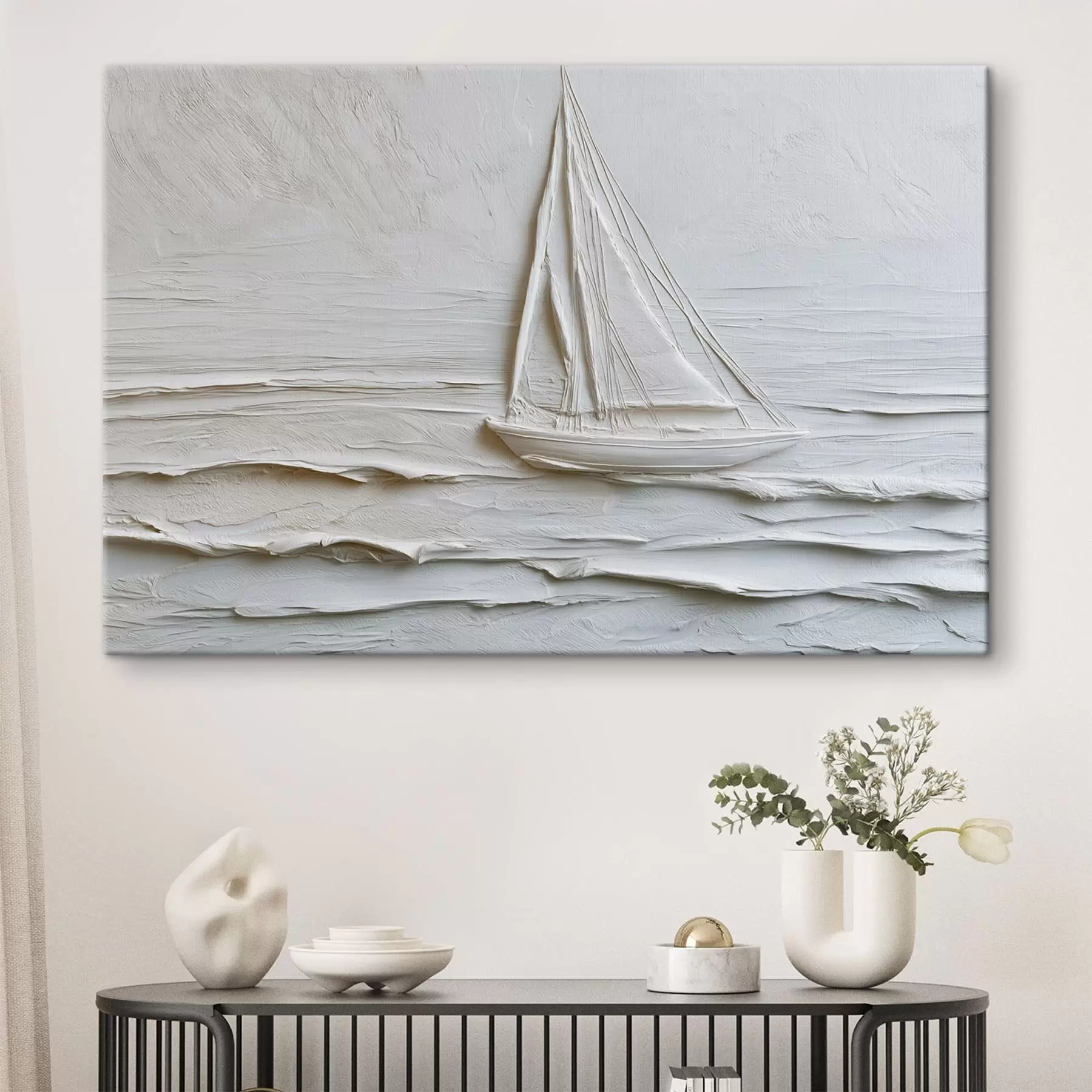  Peintures Voilier minimaliste en mer avec effet de relief s49984