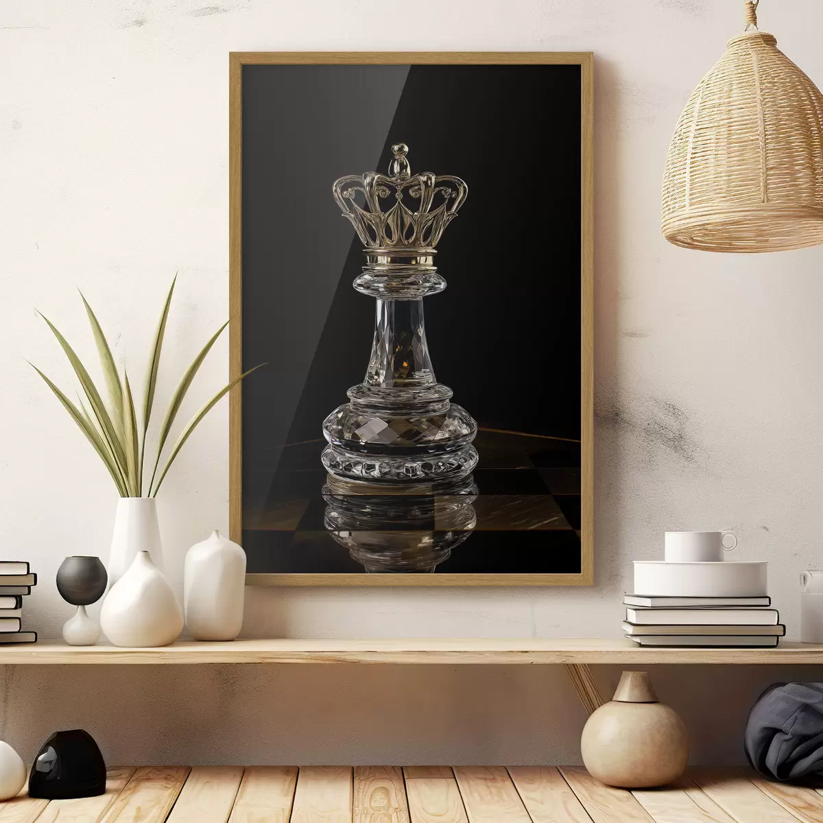 Affiche Reine d'échecs en verre sur fond sombre f49946