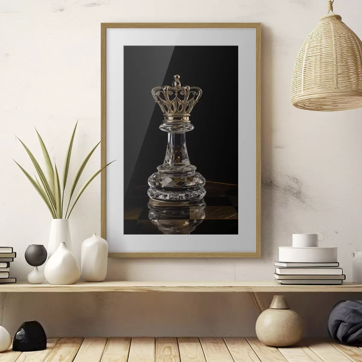 Affiche Reine d'échecs en verre sur fond sombre f49946