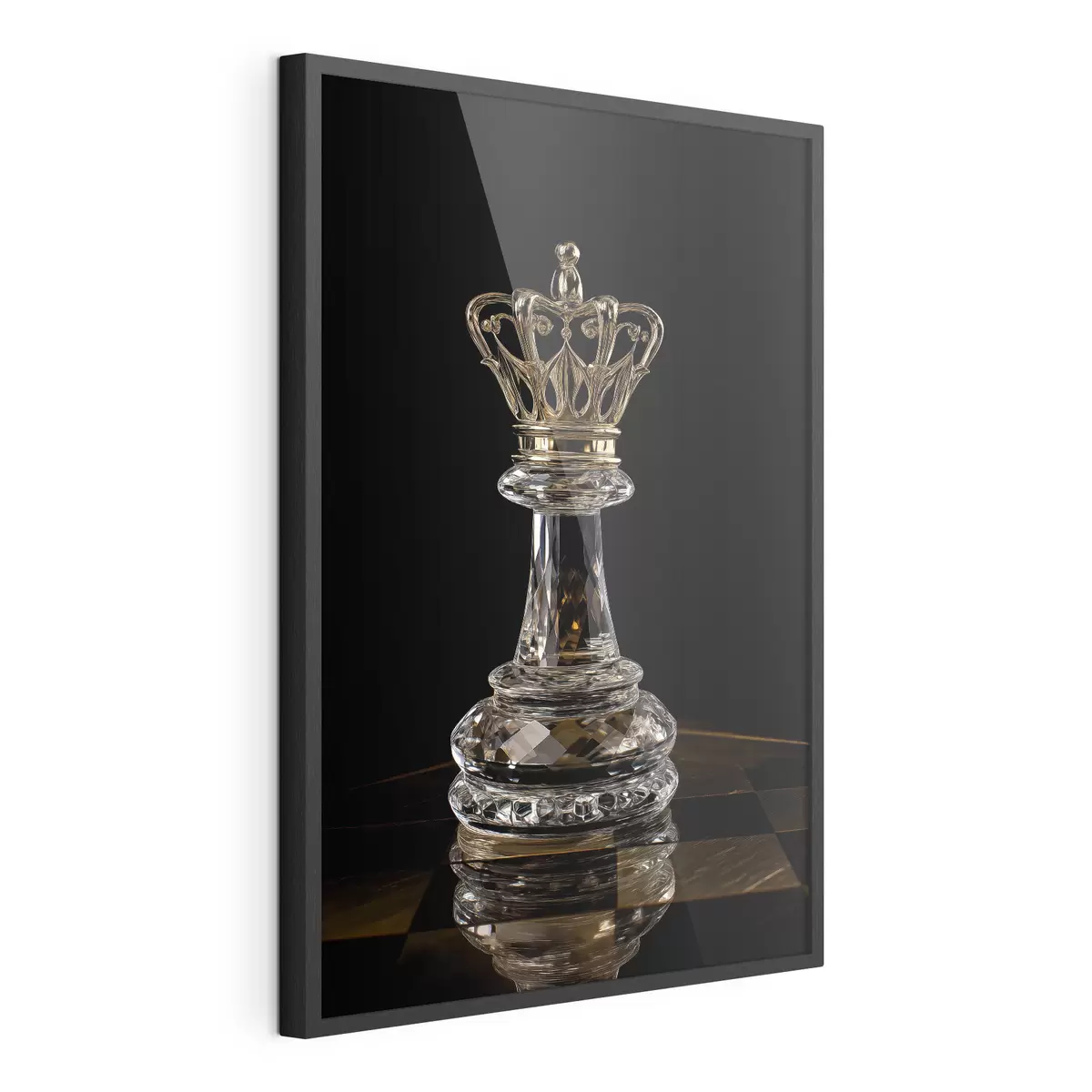 Affiche Reine d'échecs en verre sur fond sombre f49946