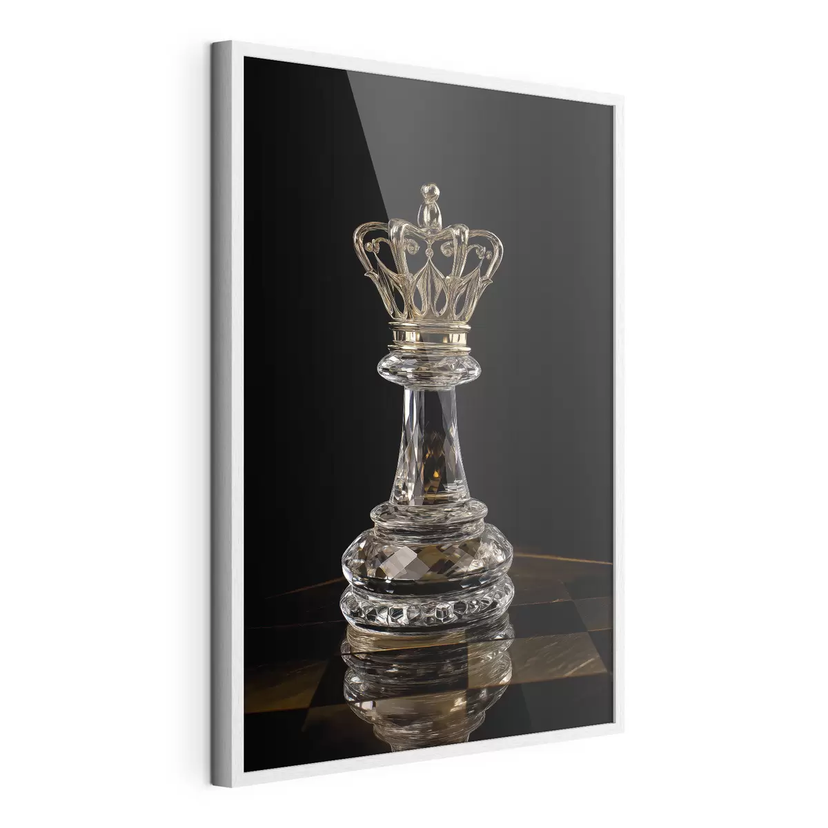 Affiche Reine d'échecs en verre sur fond sombre f49946