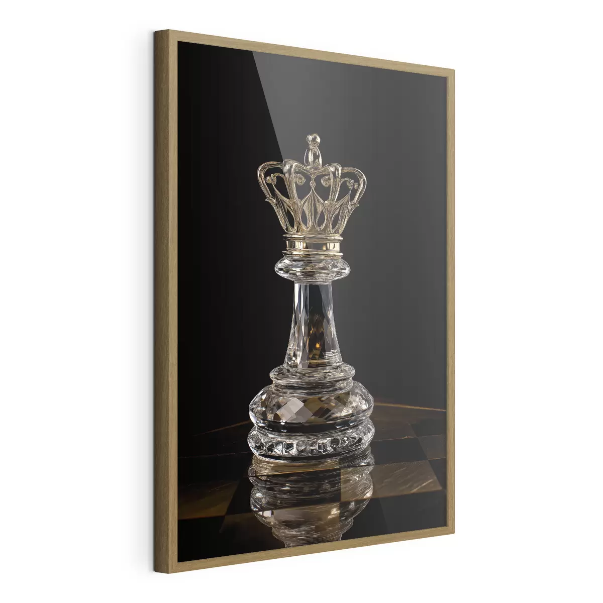 Affiche Reine d'échecs en verre sur fond sombre f49946
