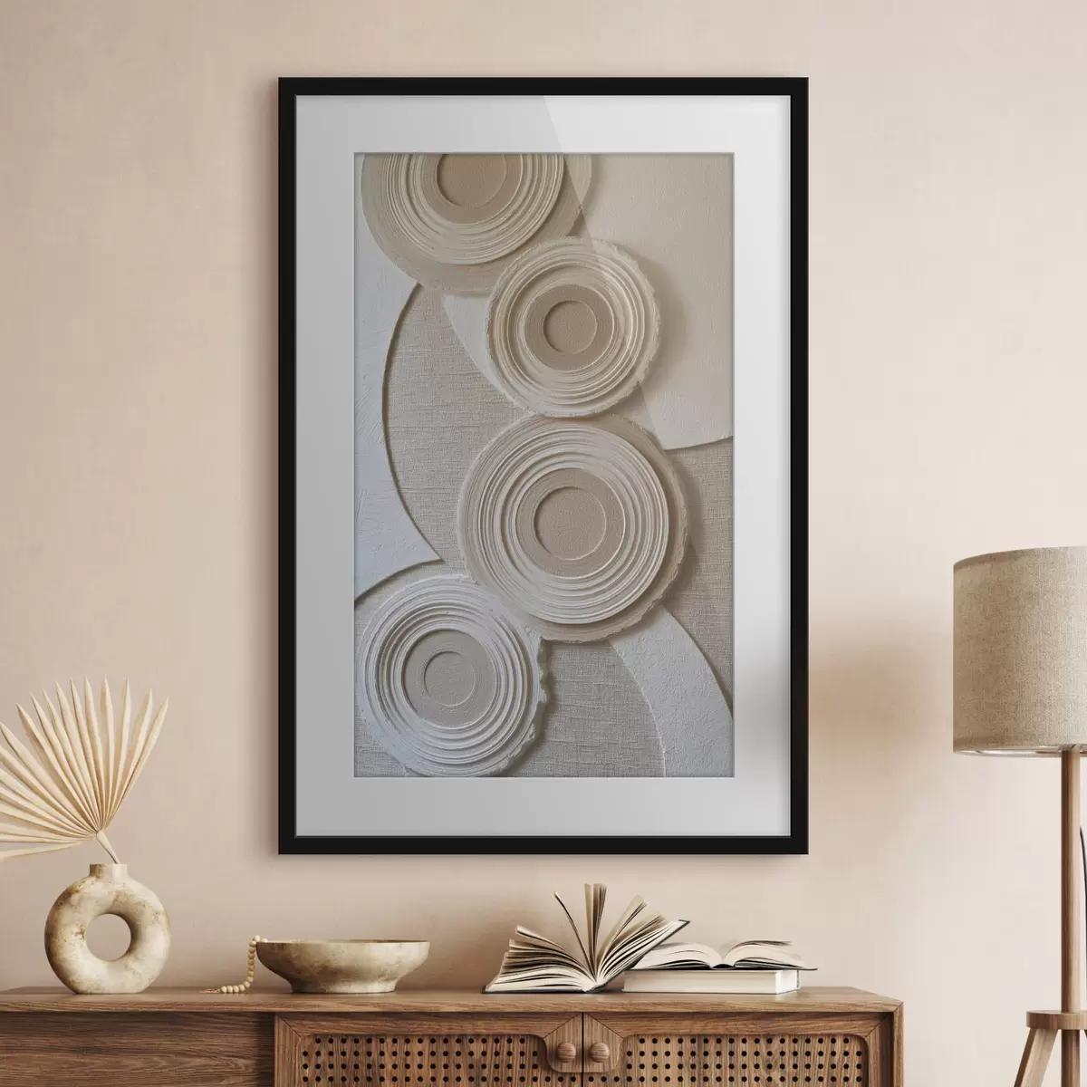 Affiche Composition abstraite avec des cercles et un effet de relief f49955
