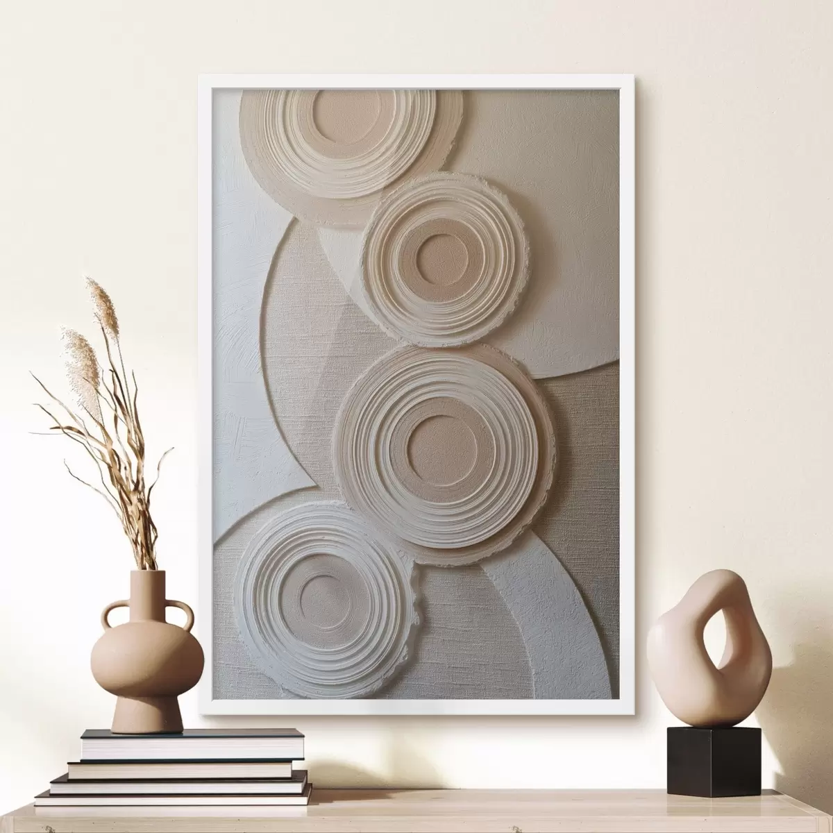 Affiche Composition abstraite avec des cercles et un effet de relief f49955