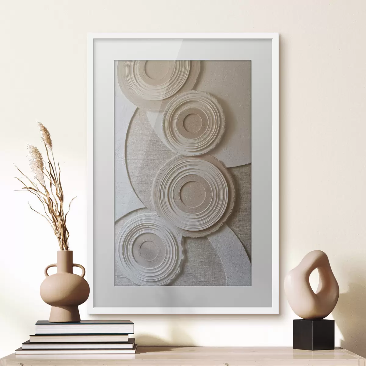 Affiche Composition abstraite avec des cercles et un effet de relief f49955