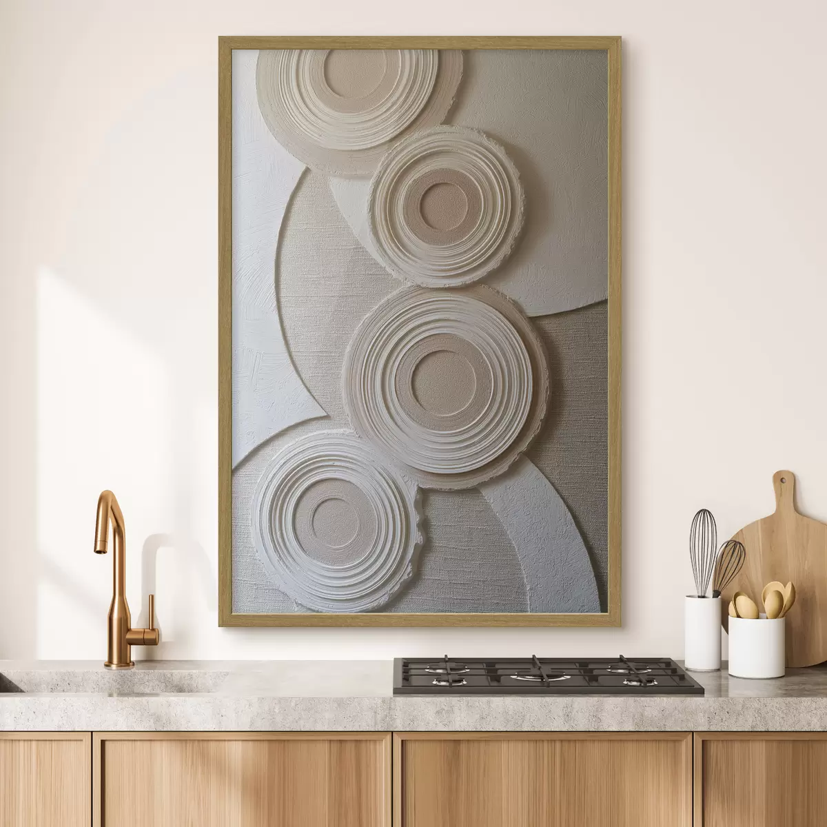 Affiche Composition abstraite avec des cercles et un effet de relief f49955