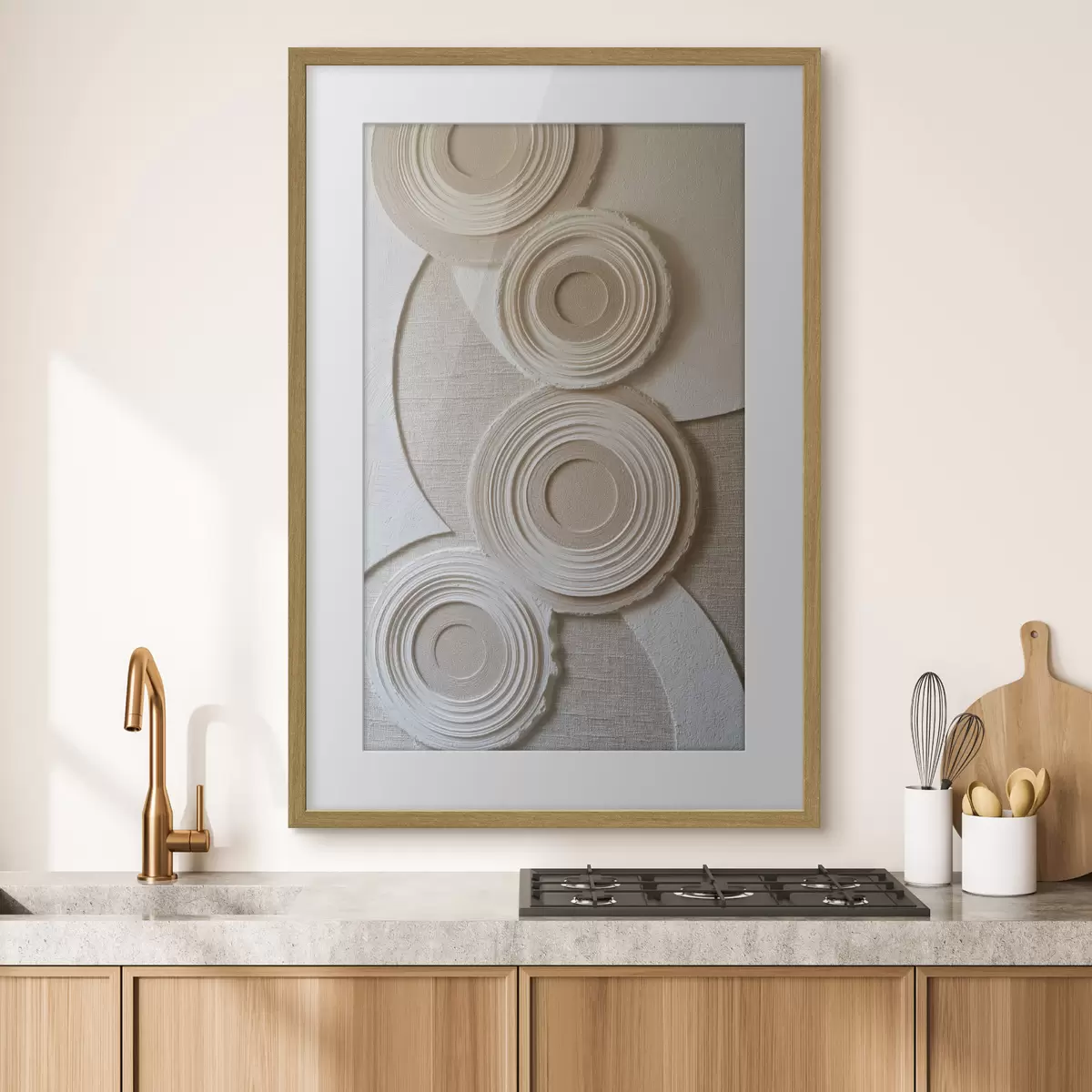 Affiche Composition abstraite avec des cercles et un effet de relief f49955