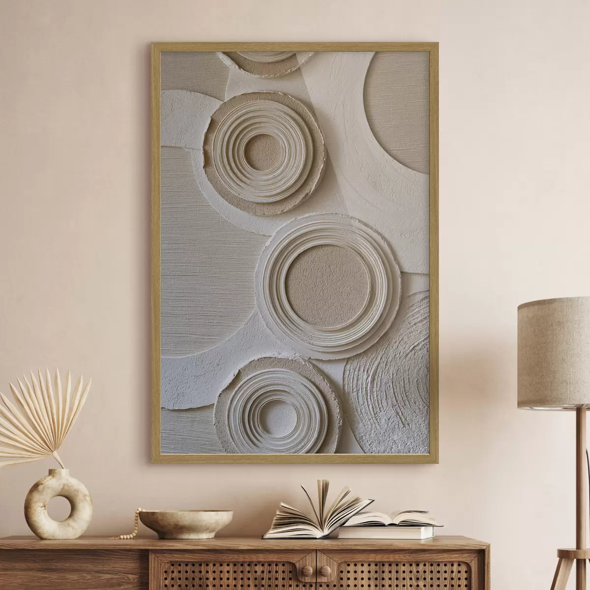 Affiche Composition géométrique avec des cercles et un effet de relief f49956