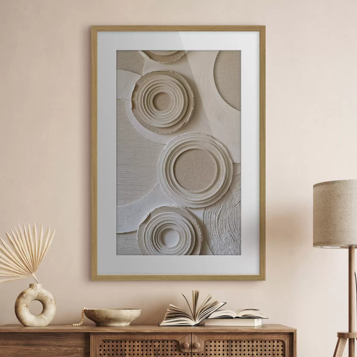 Affiche Composition géométrique avec des cercles et un effet de relief f49956