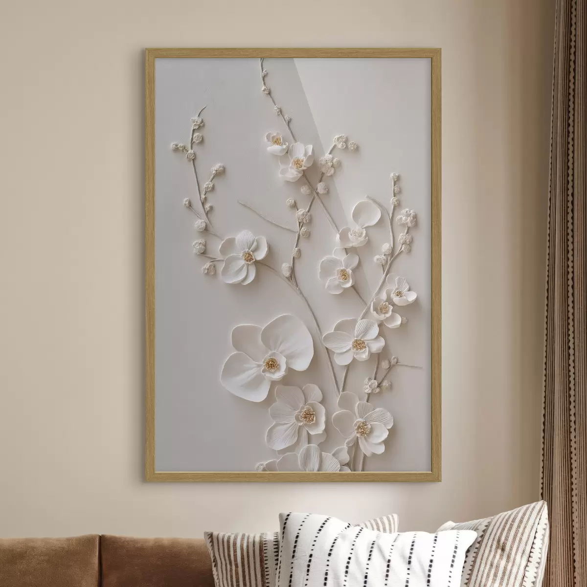 Affiche De volumineuses fleurs blanches sur des branches délicates f49957