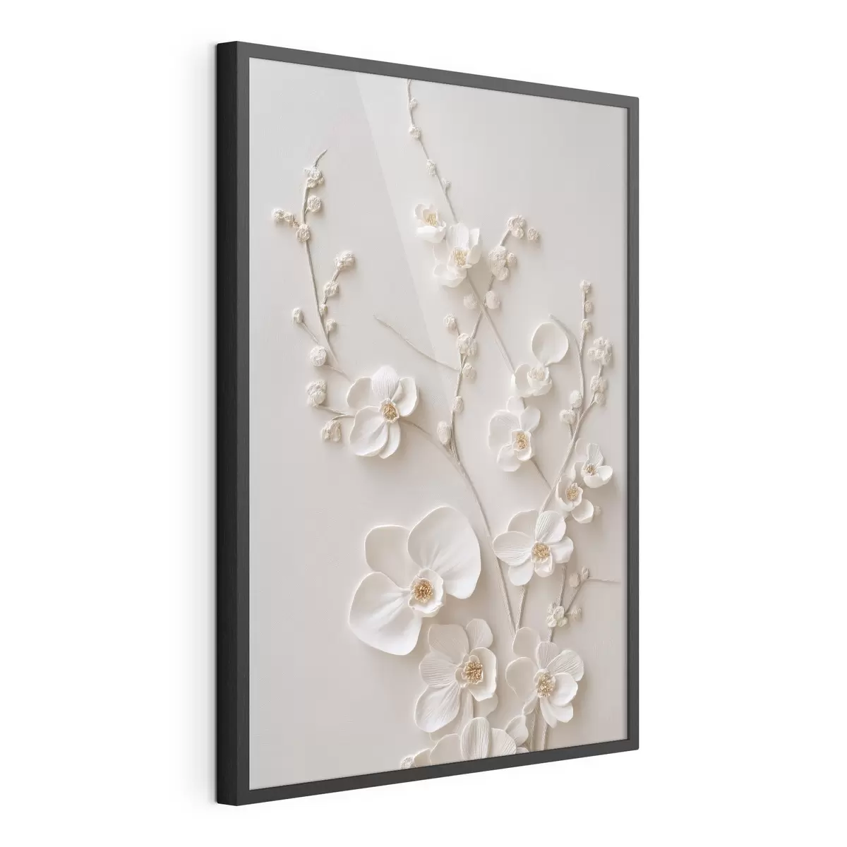 Affiche De volumineuses fleurs blanches sur des branches délicates f49957
