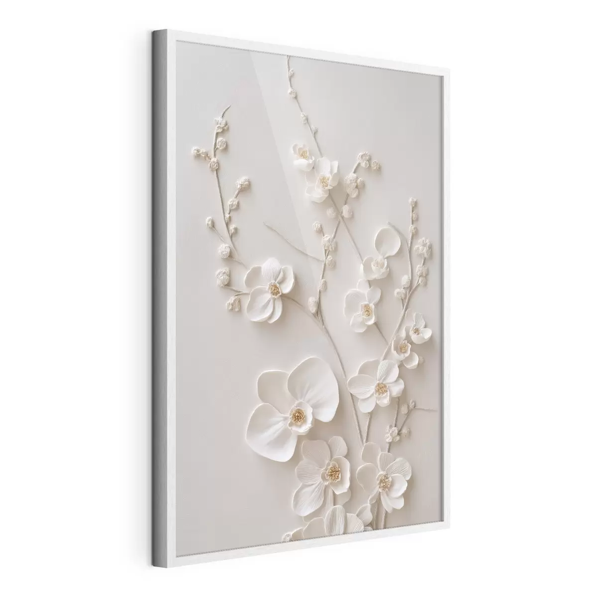 Affiche De volumineuses fleurs blanches sur des branches délicates f49957