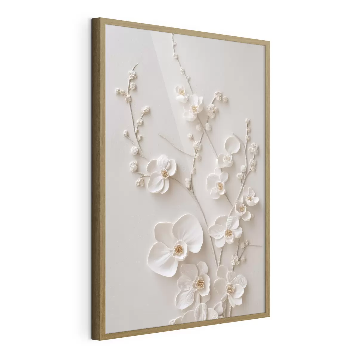 Affiche De volumineuses fleurs blanches sur des branches délicates f49957