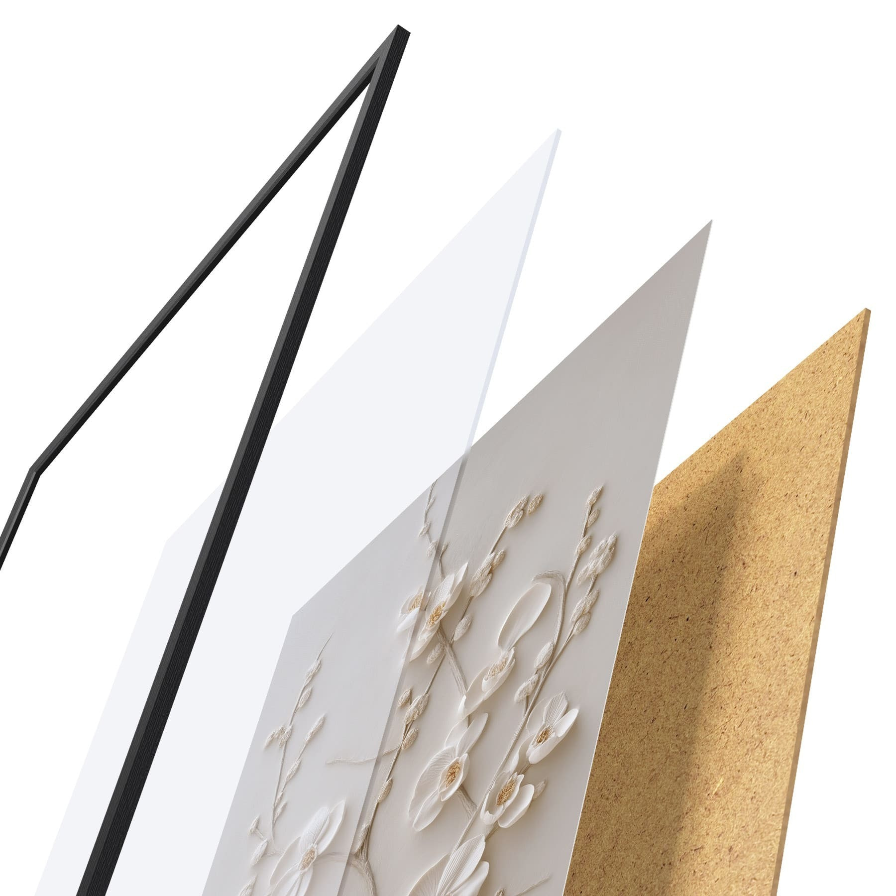 Affiche De volumineuses fleurs blanches sur des branches délicates f49957