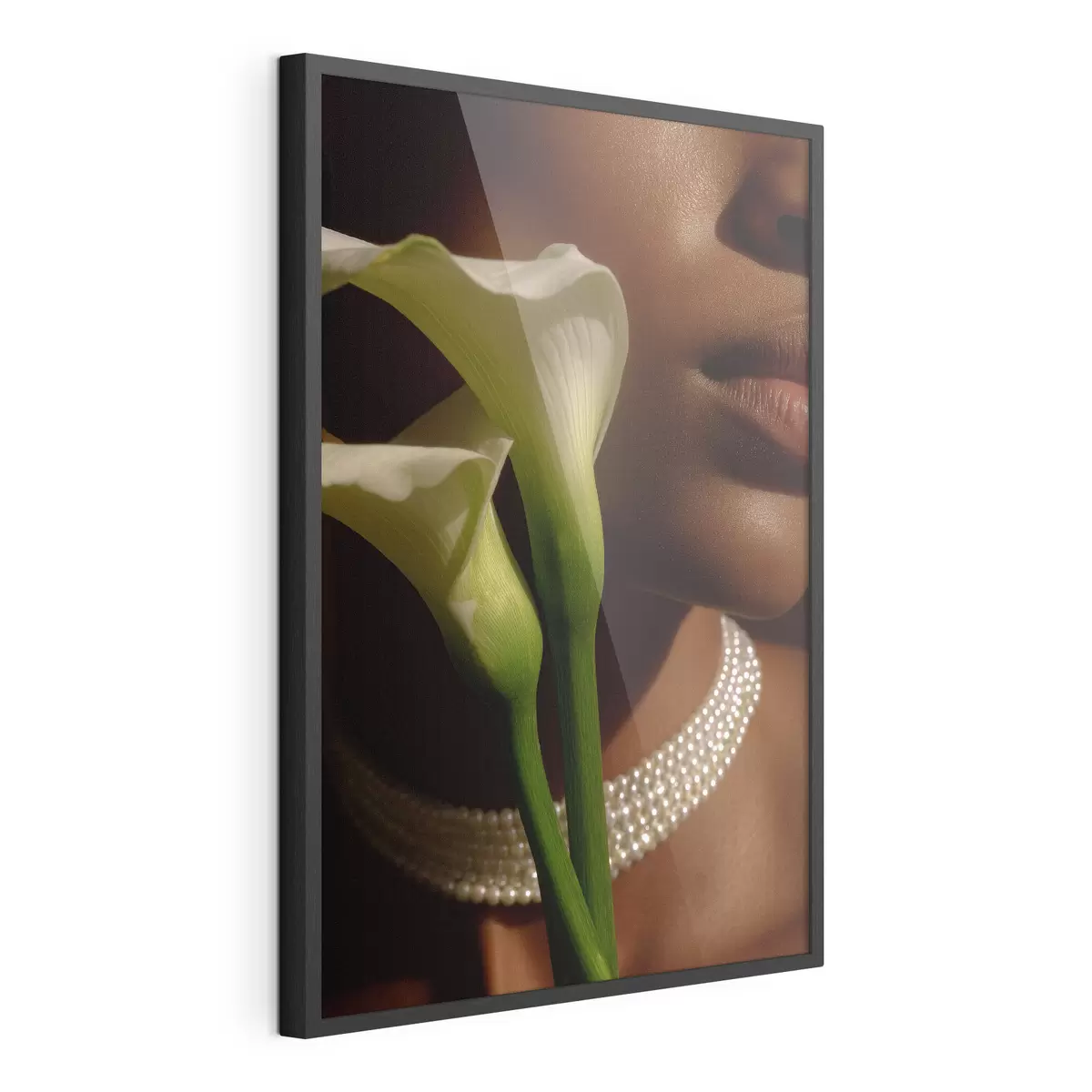 Affiche Portrait avec des fleurs blanches dans une lumière douce f49980