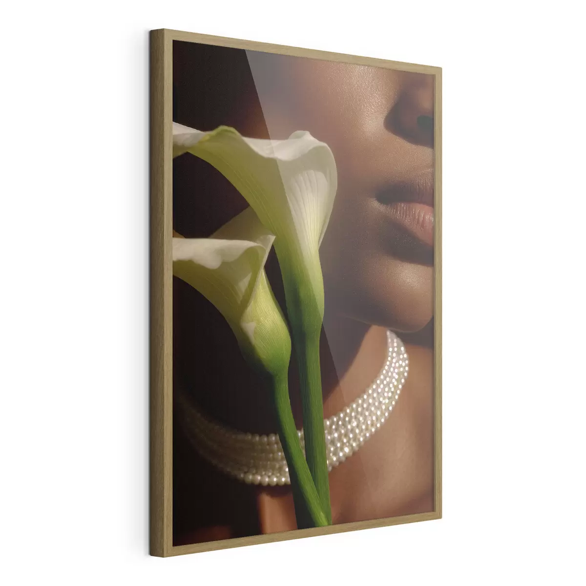 Affiche Portrait avec des fleurs blanches dans une lumière douce f49980
