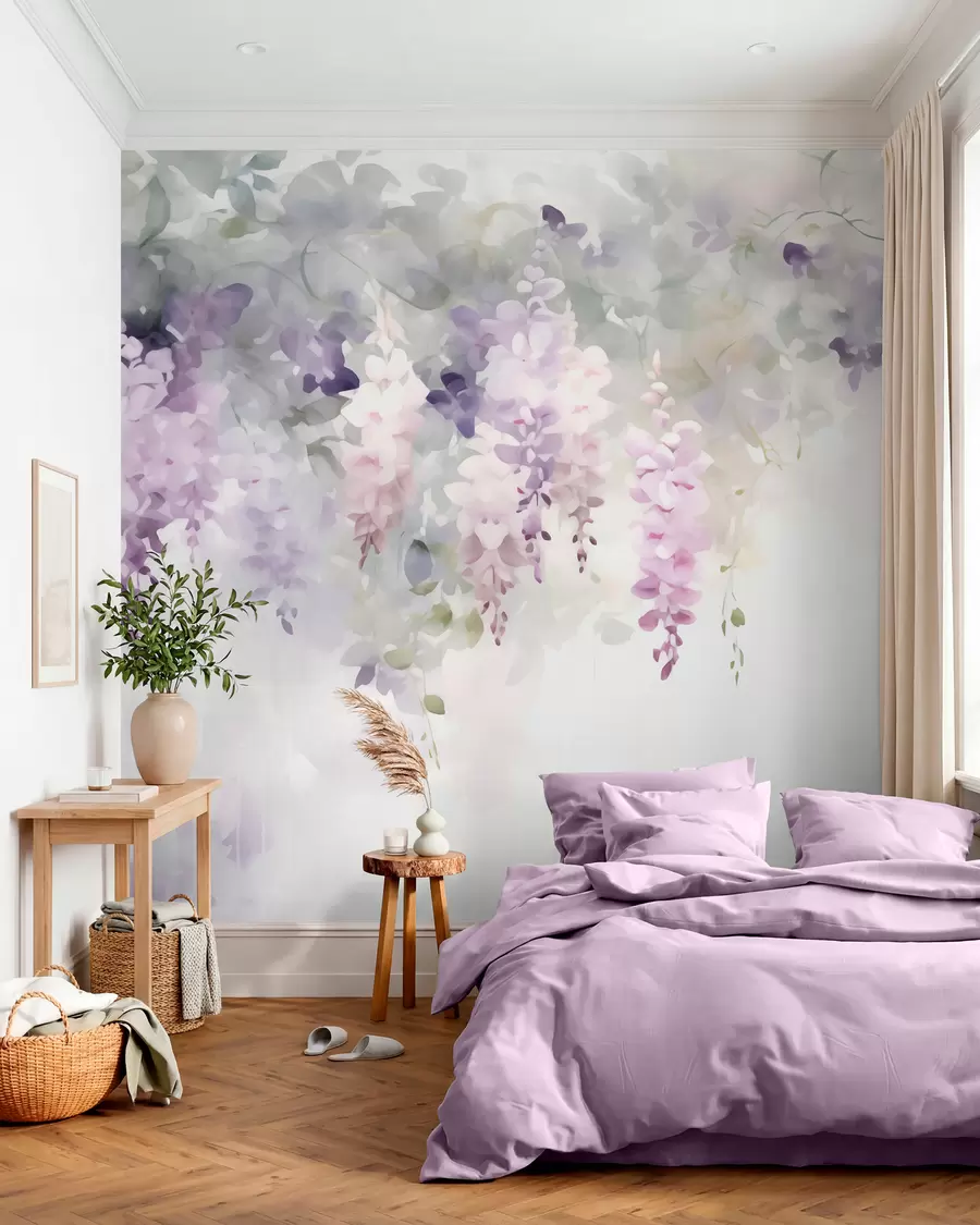 Papier peint photo Fleurs de glycine tombantes w05795