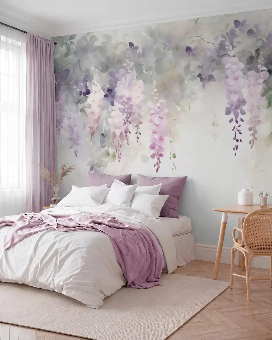 Papier peint photo Fleurs de glycine tombantes w05795